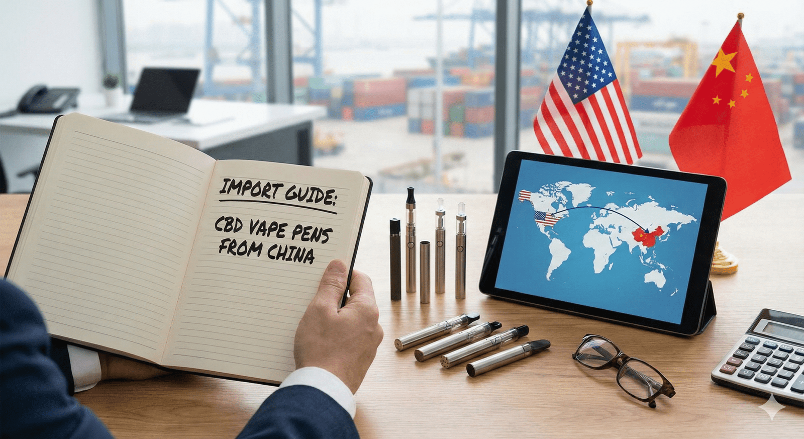 China to U.S. CBD Vape Import Guide Concept