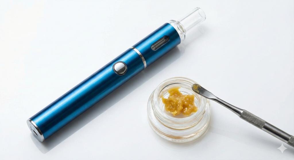 Modern Blue Wax Pen with Concentrate Sample