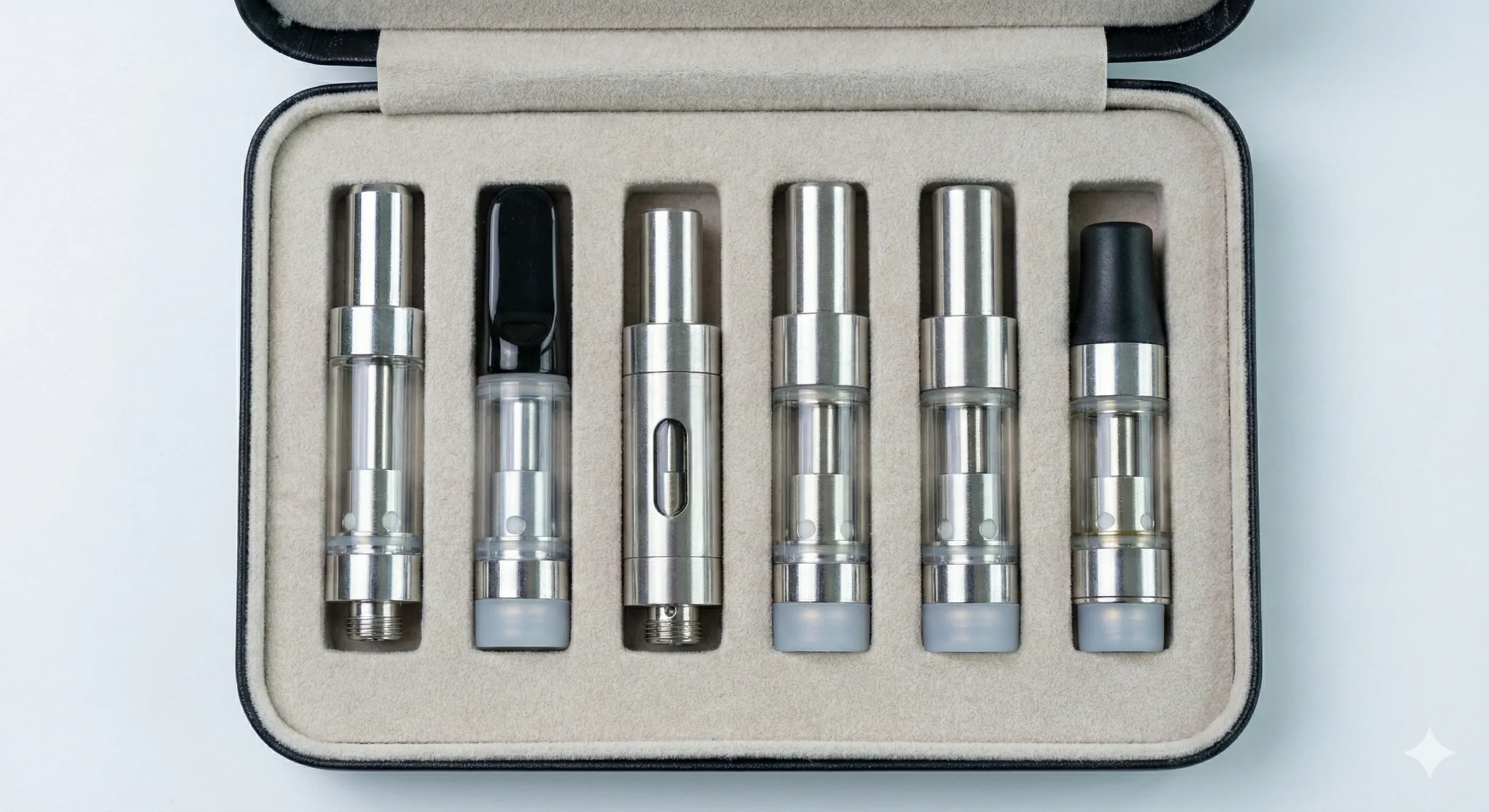 A Set of Premium 510 Thread Vape Cartridges in a Case
