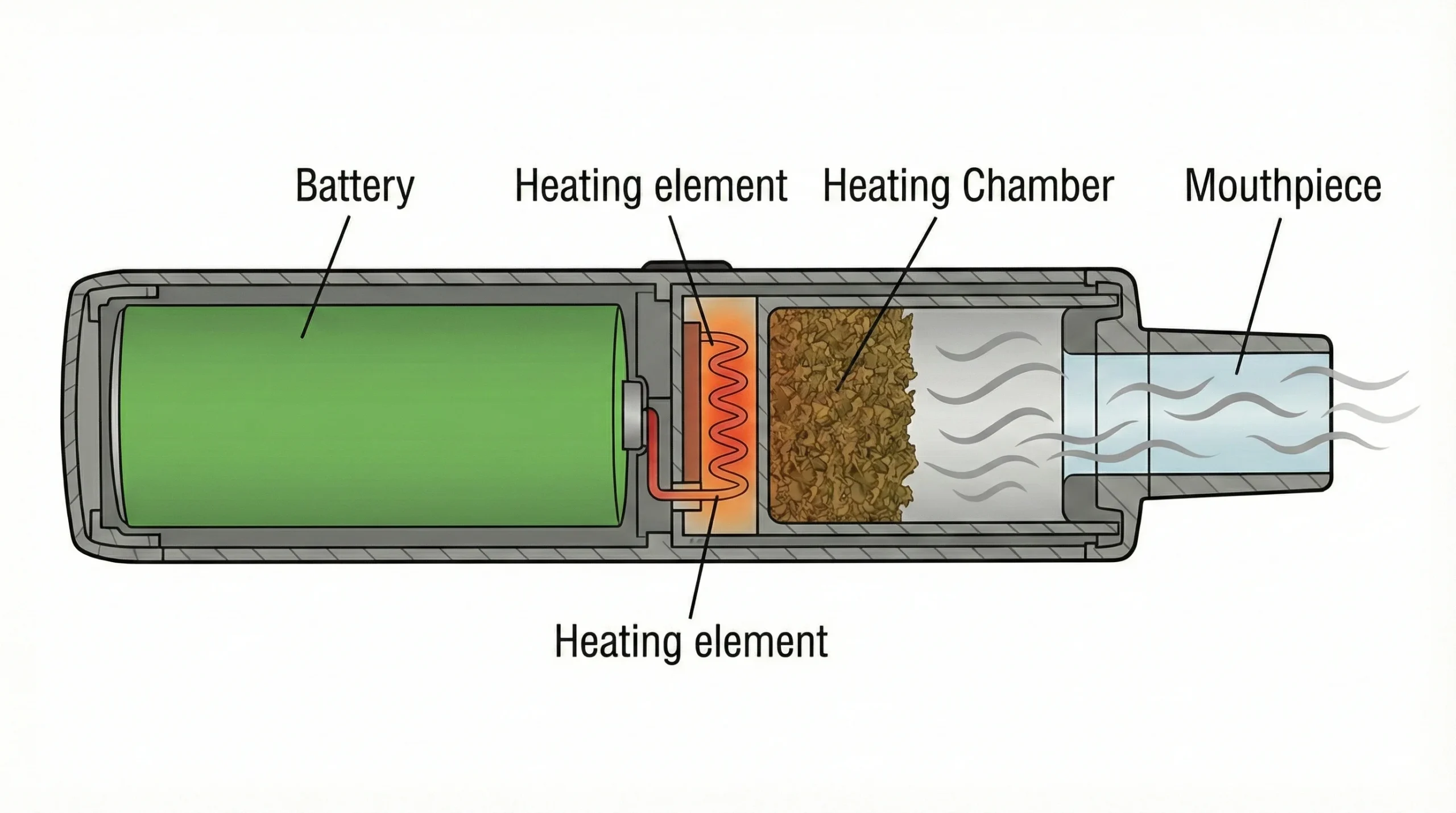 Cross-Section Diagram of a Dry Herb Vaporizer
