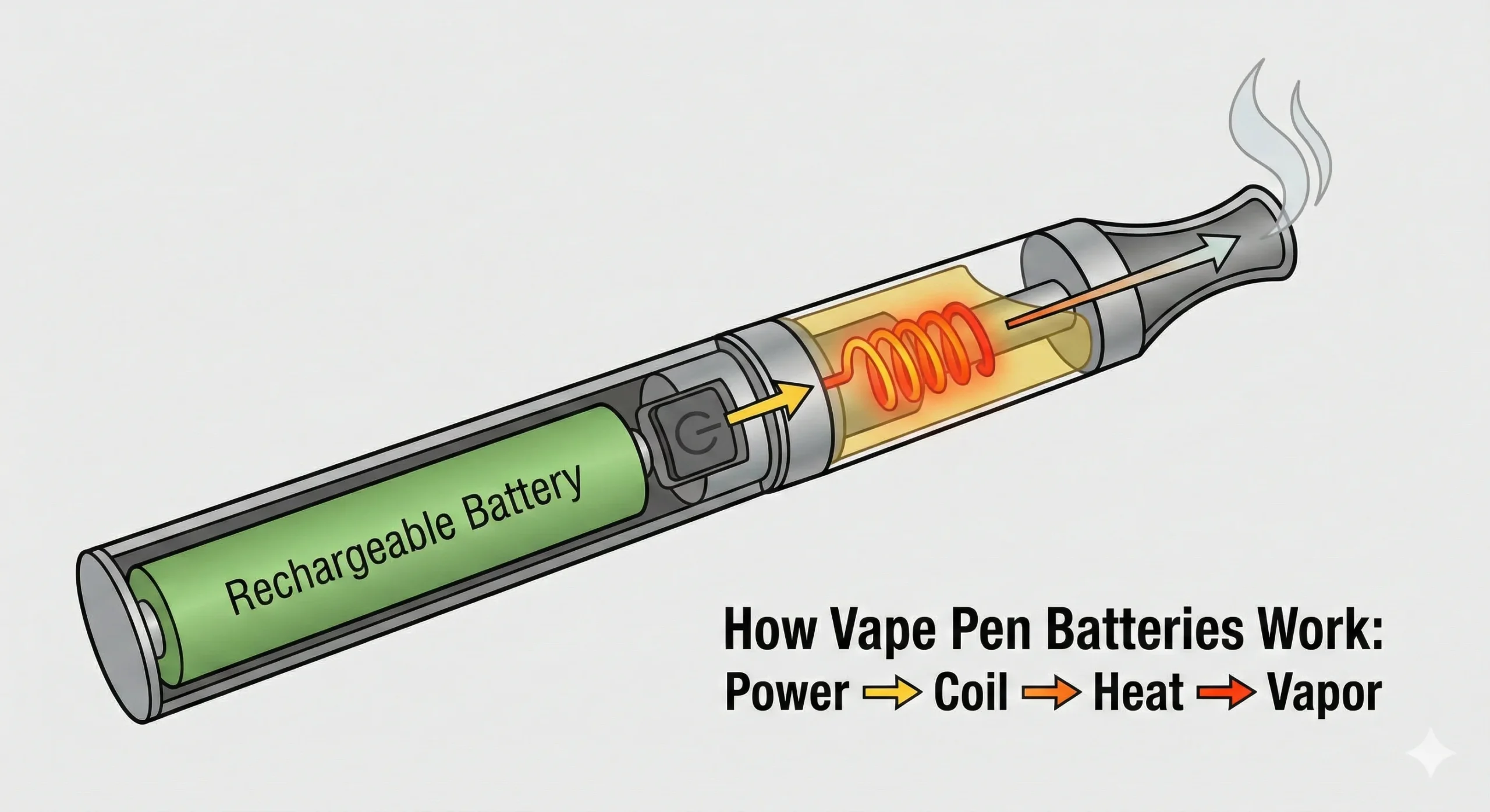 Diagram Illustrating How a Rechargeable Vape Pen Battery Powers the Coil