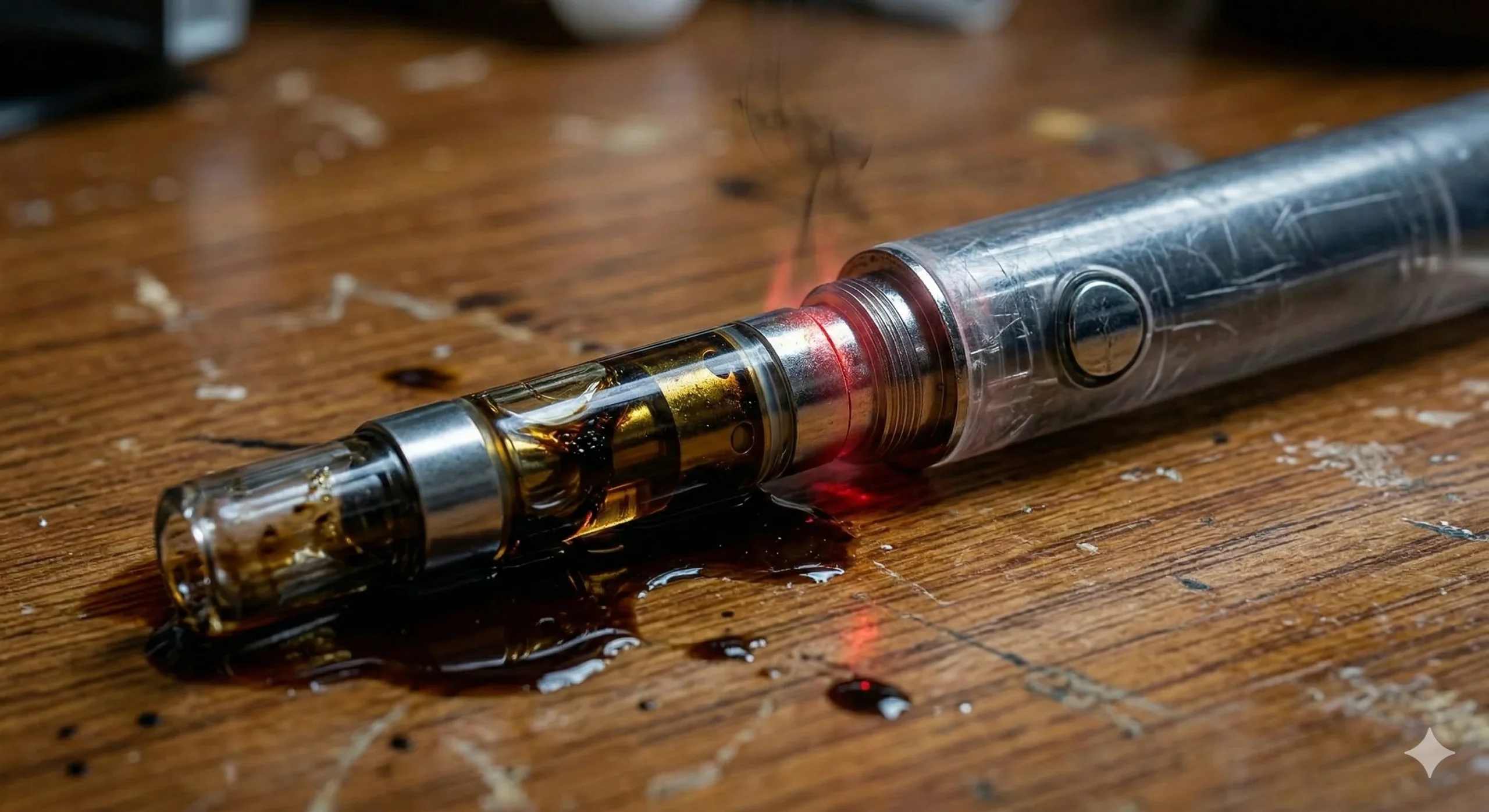 cheap-vape-battery-overheating-burnt-oil