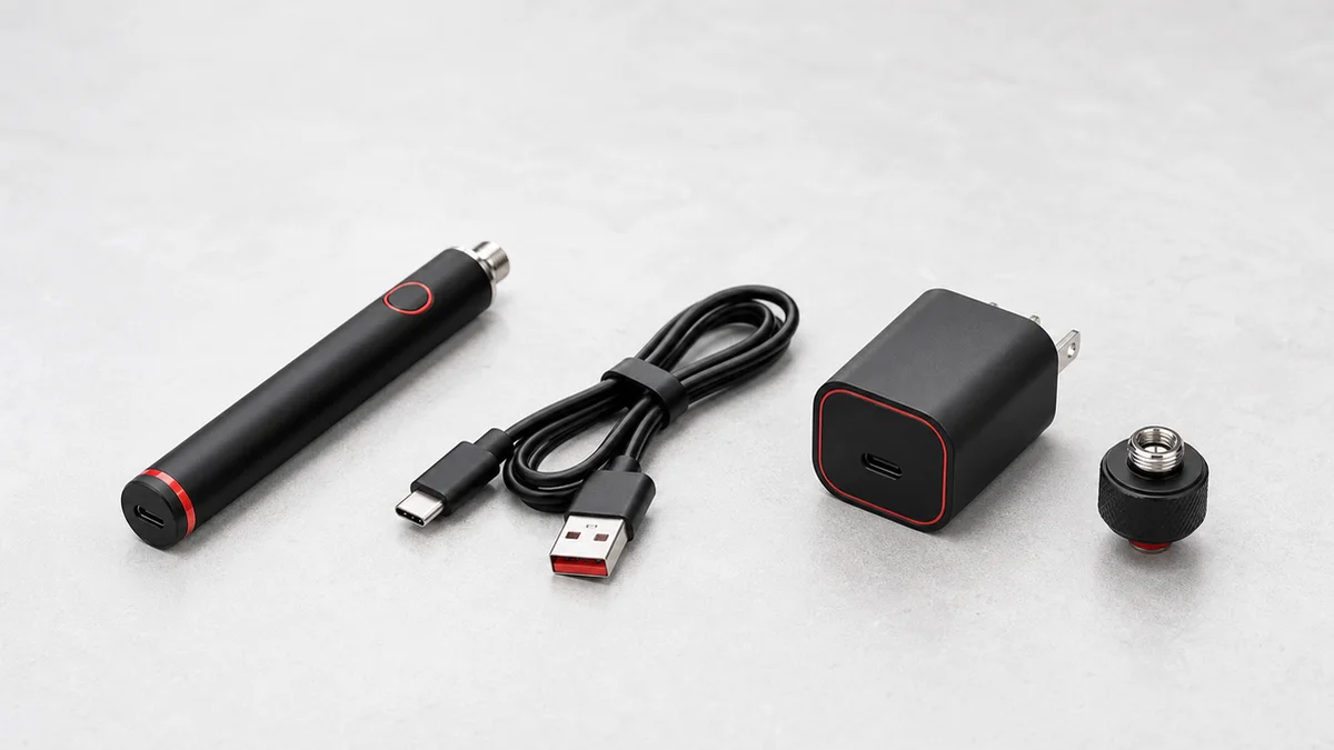 Vape battery, cable and charger arranged for a compatibility review