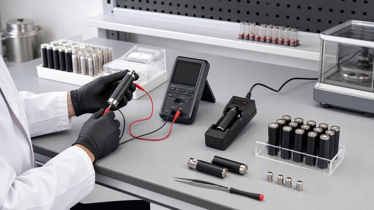 Vape charger undergoing a controlled bench inspection with test instruments