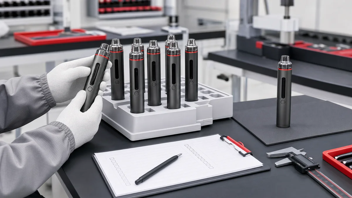 Vape hardware units inspected during a controlled pilot production run
