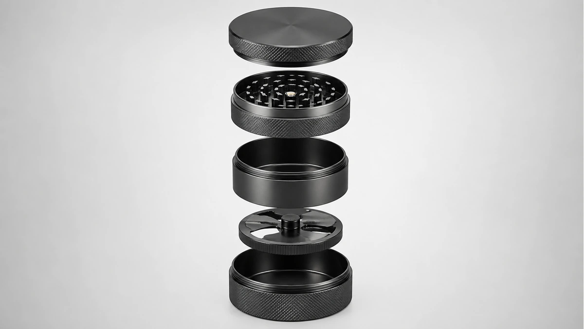 herb grinder dispenser grind to storage path