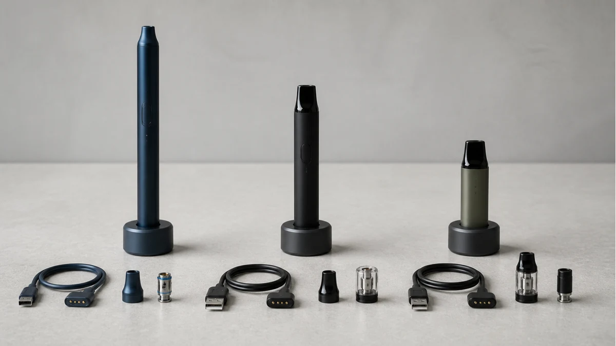 Three pen-style device formats and their accessories