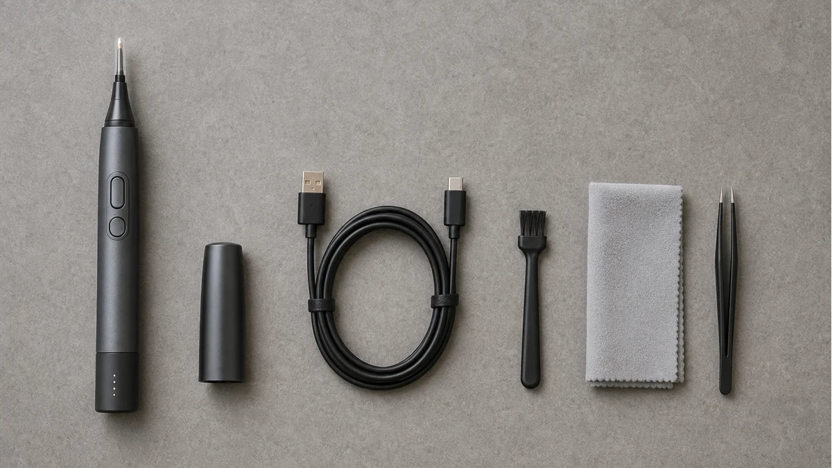 Hot knife formats and caps Heated precision tool care kit with cable brush and cloth