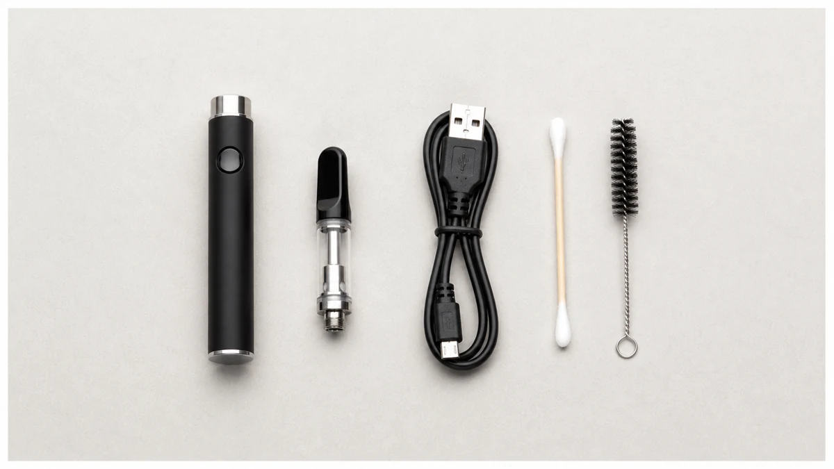 Wax atomizer physical fit Battery contacts charging cables and adapters arranged clearly