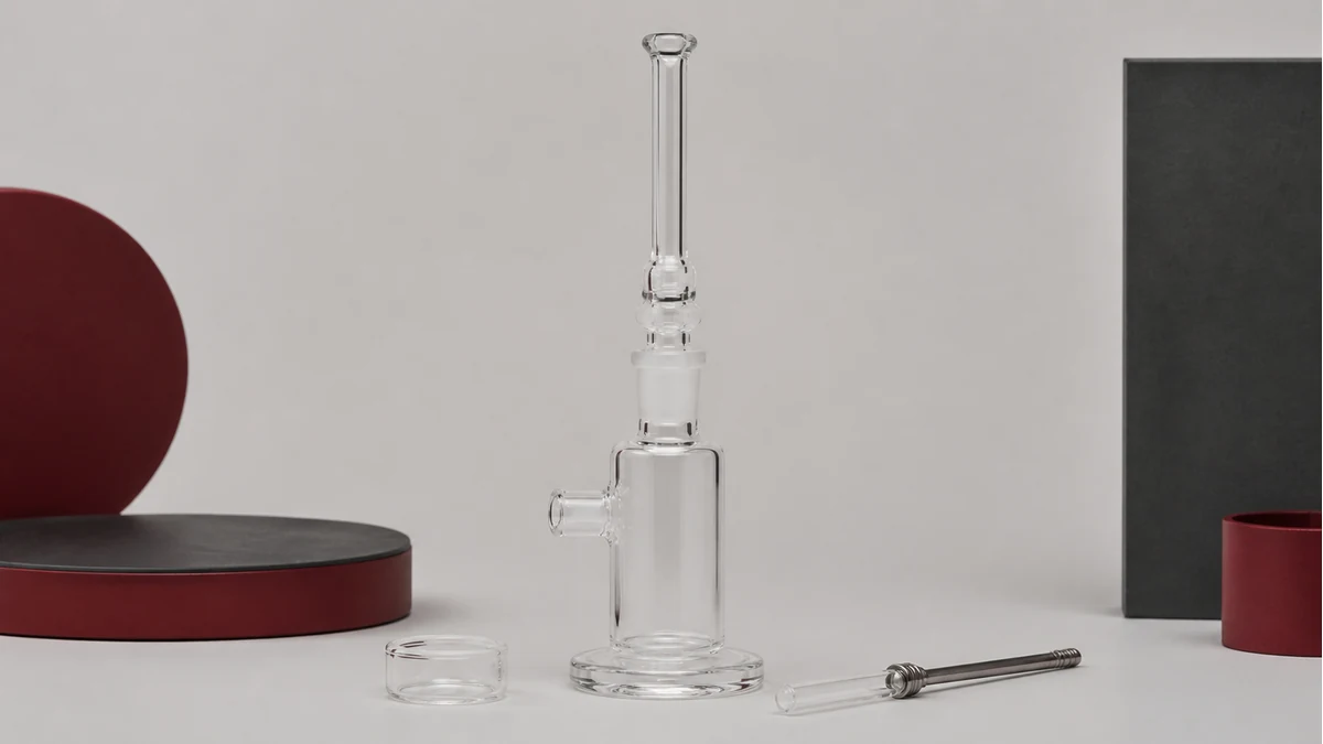 A quartz tip aligned straight in its joint before heating