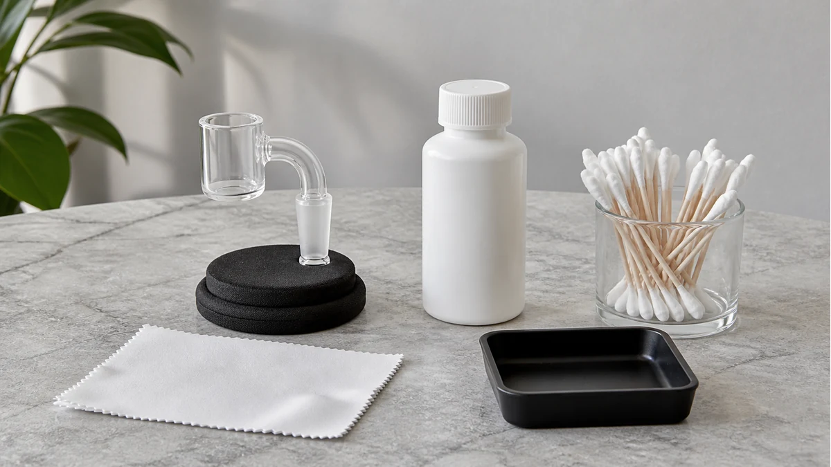 Use a swab for reachable residue and a full cleaning process for the rest