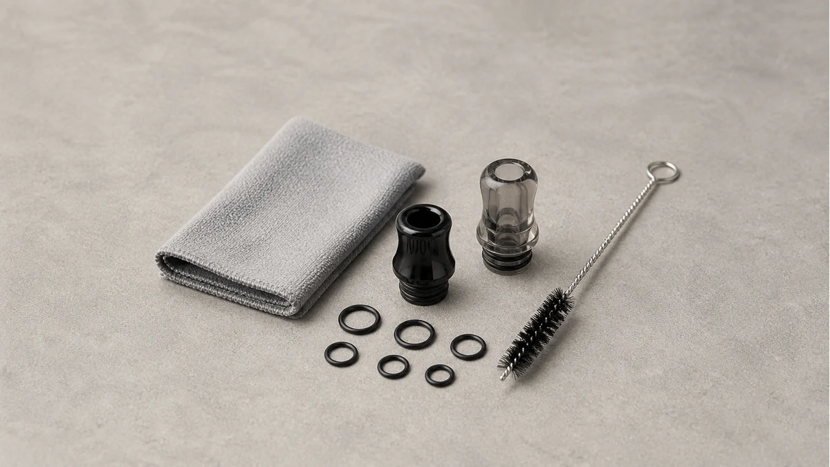 A soft cloth and small brush clean the removable tip without forcing the tank