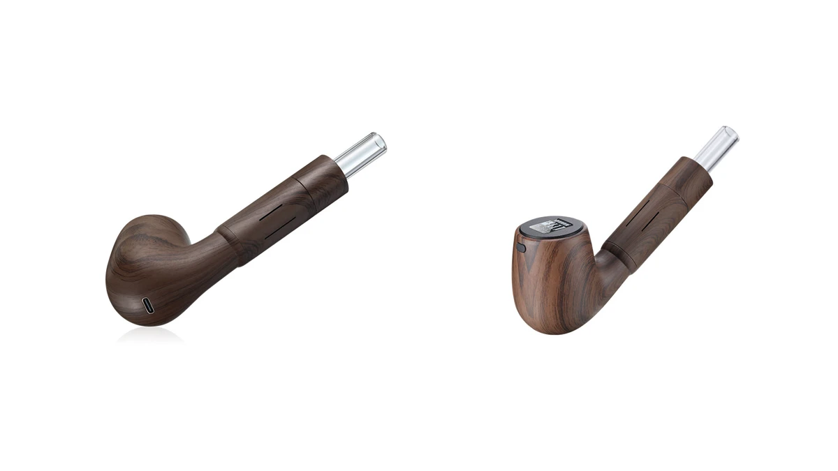 AOVAPE Heritage Pipe Vaporizer — Housing and Glass Path from Two Angles