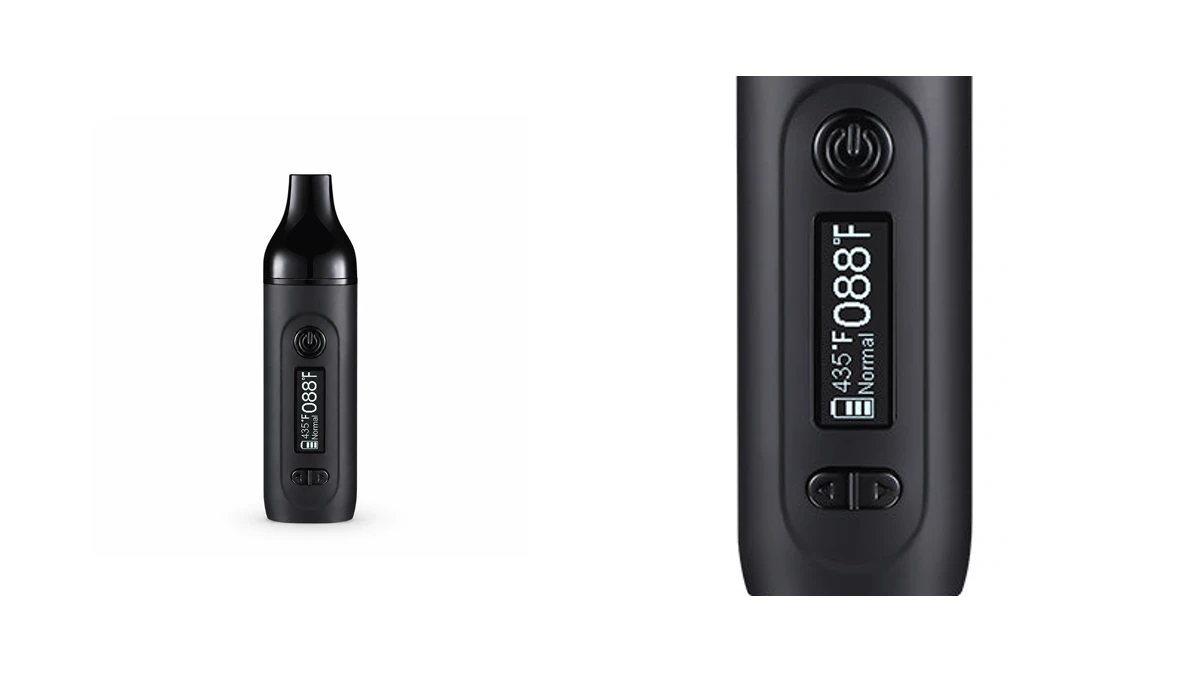 AOVAPE Pulse Dry Herb Vaporizer — OLED and Control Close-Up AOVAPE Pulse Dry Herb Vaporizer — OLED and Control Close-Up