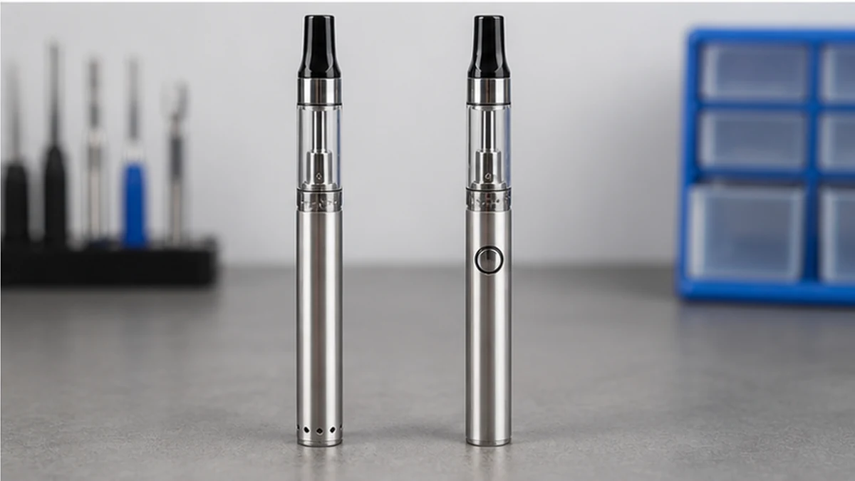 auto-draw and button batteries side by side