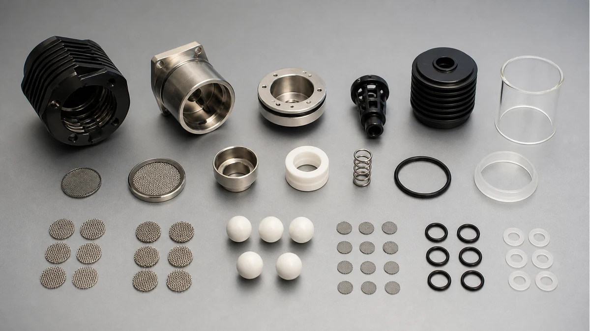 Correct replacement media counted beside a cooled disassembled heater