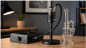 Ball vape desktop setup on a stable adult workspace