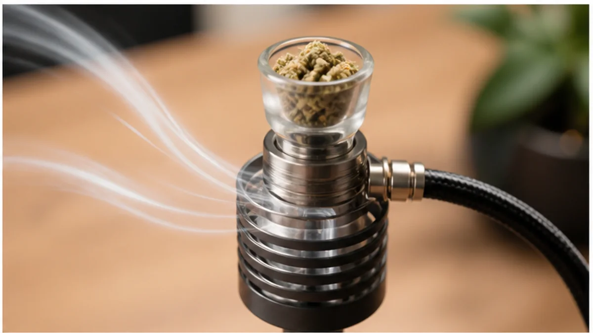 Ball vape heater head and bowl arranged to show the airflow path
