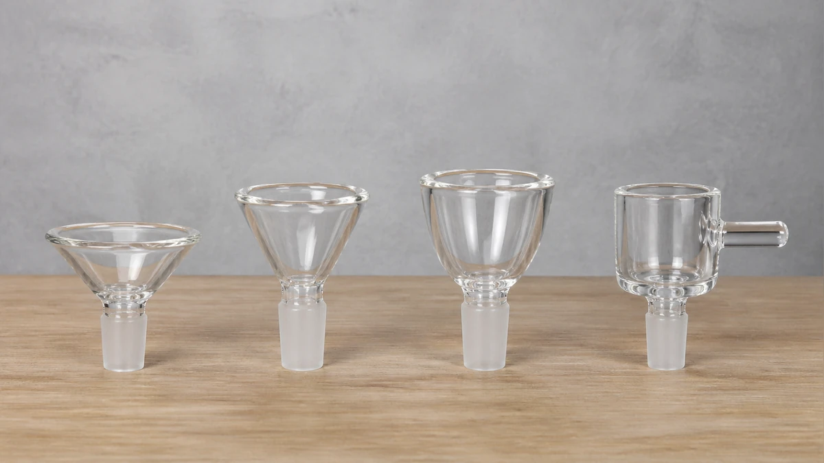 Four complete glass bowl shapes arranged for comparison