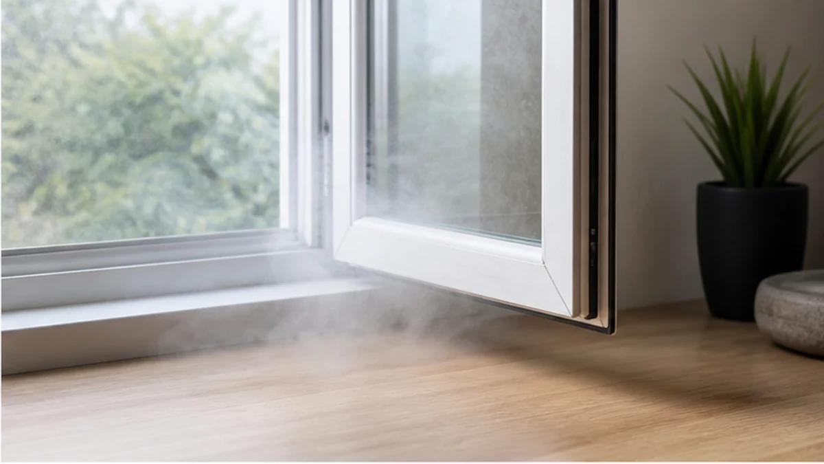 fresh aerosol dispersing near an open window