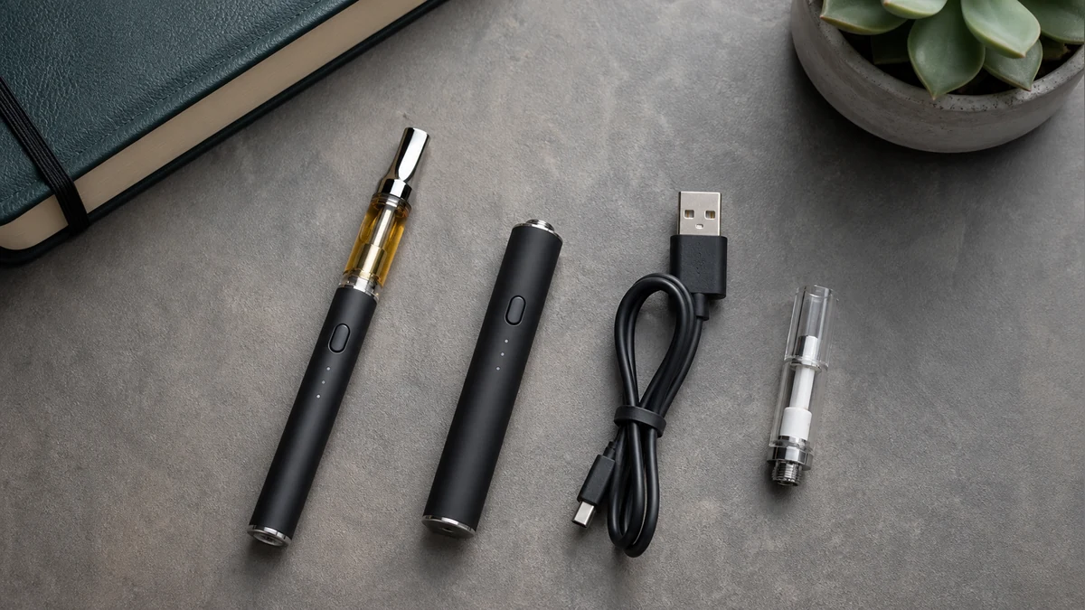 Cartridge, pen battery, cable and ceramic component arranged separately
