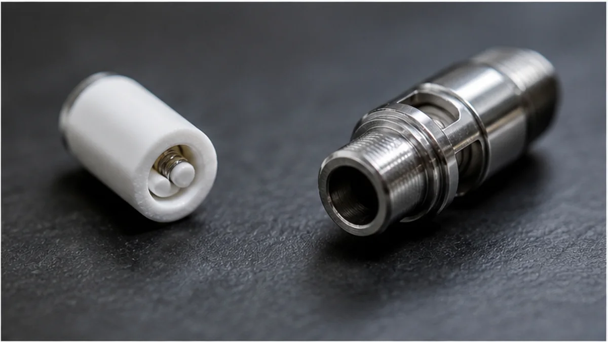 Close view of porous ceramic cartridge heating core