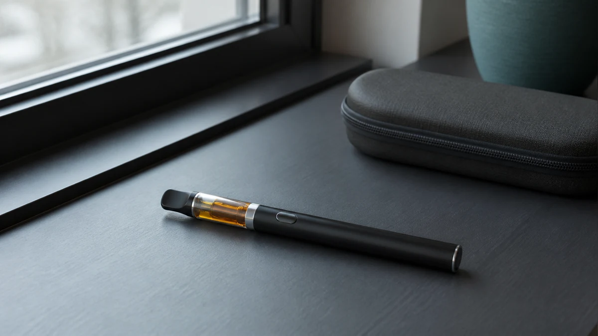 Complete cartridge pen stored beside a protective case
