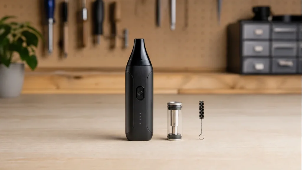 Complete concentrate vaporizer with chamber and cleaning brush