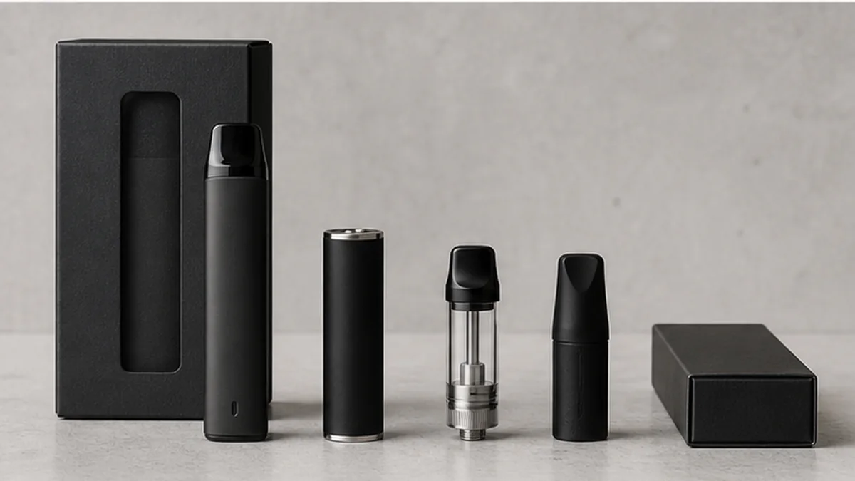 Battery, cartridge, mouthpiece and packaging arranged as a product system