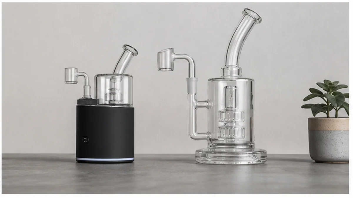 Compact electronic rig beside a desktop glass rig Compact electronic rig beside a desktop glass rig