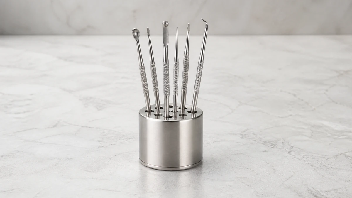 A vertical holder keeps clean loading tools separated