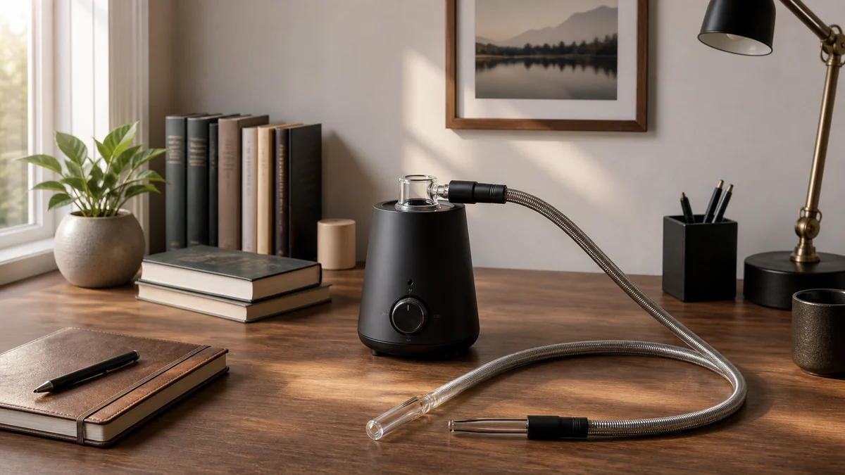 A desktop vaporizer trades pocketability for sustained home use.