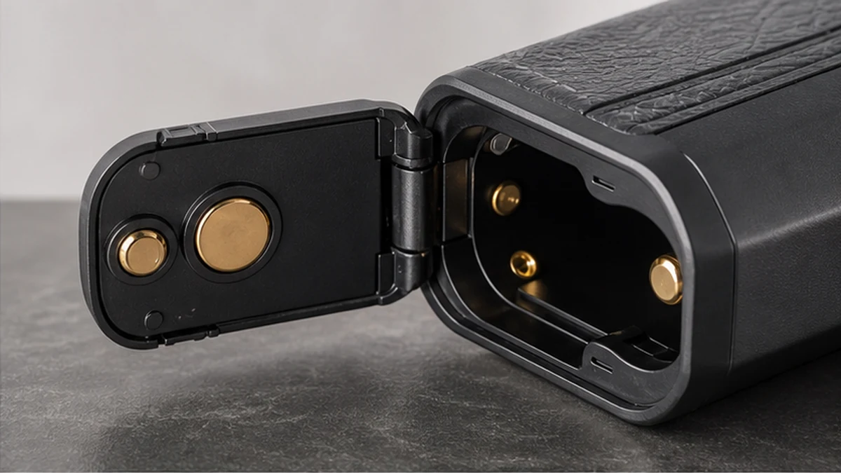 battery door latch and contact detail