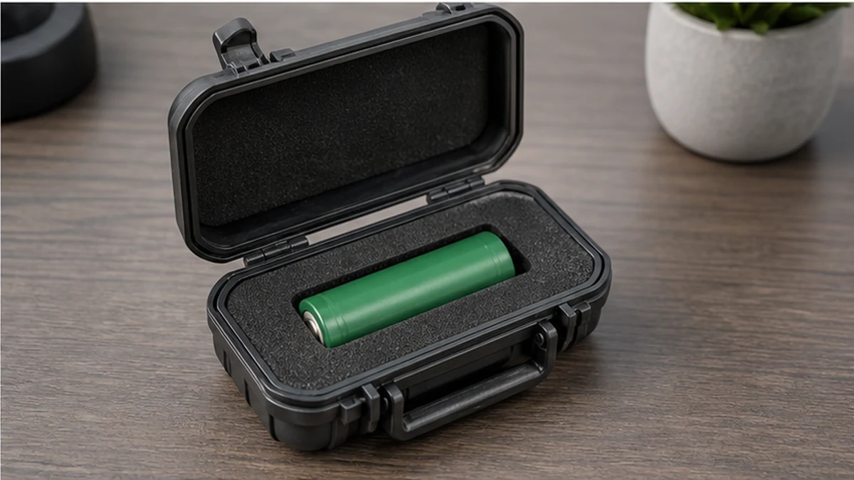 spare cell stored in rigid protective case