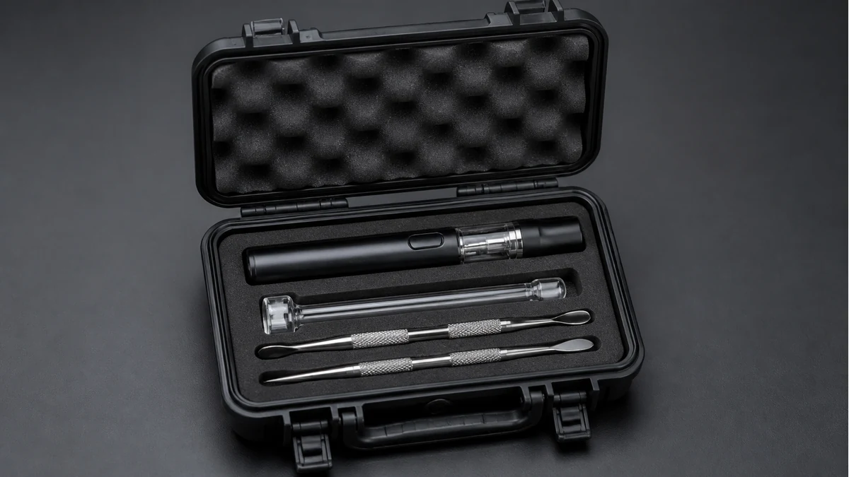 Cooled dab pen stored dry with loading tools in a clean case