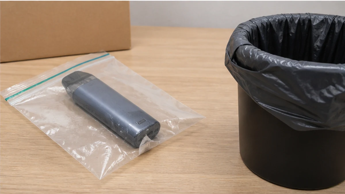 sealed device placed aside for professional disposal advice