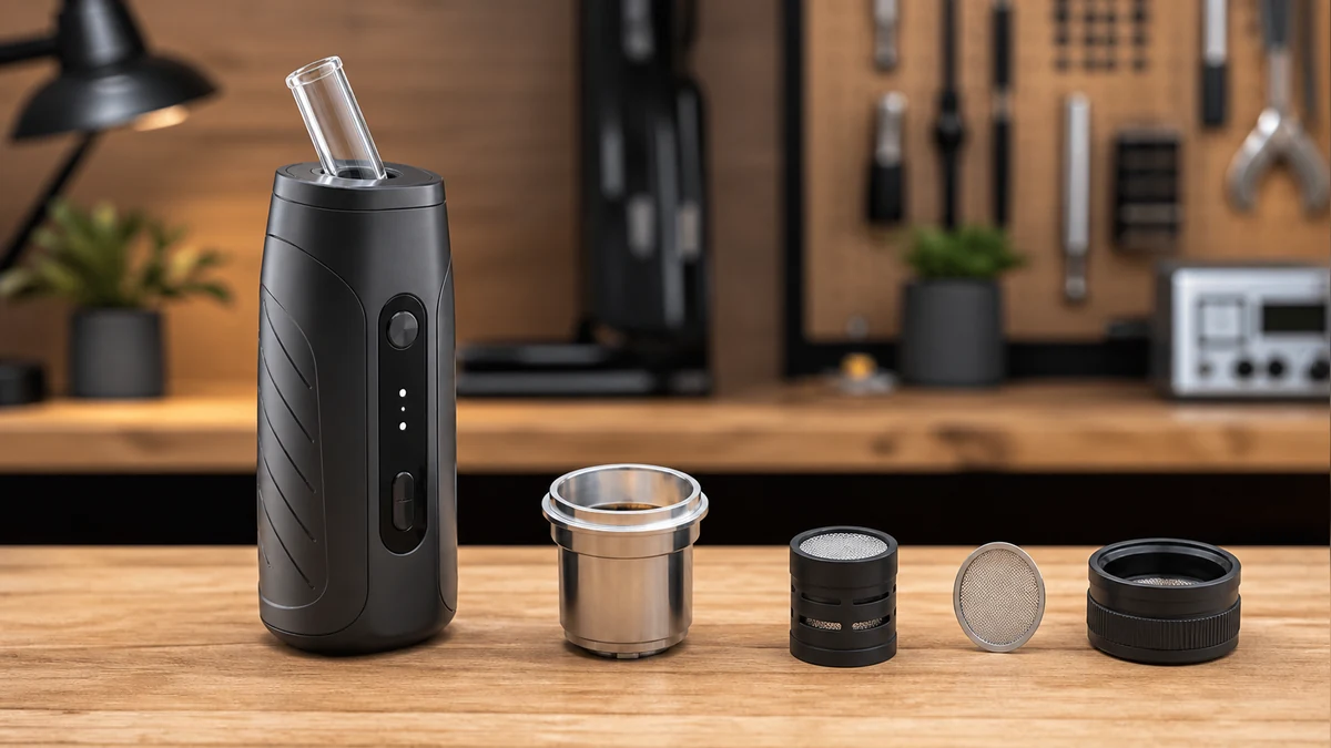 Complete dry-herb vaporizer with its empty heating components