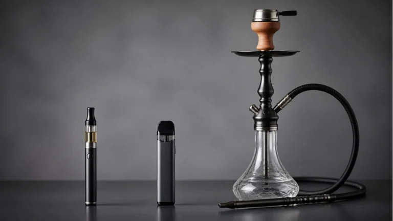 Hookah pen pod vape and traditional hookah compared in full profile