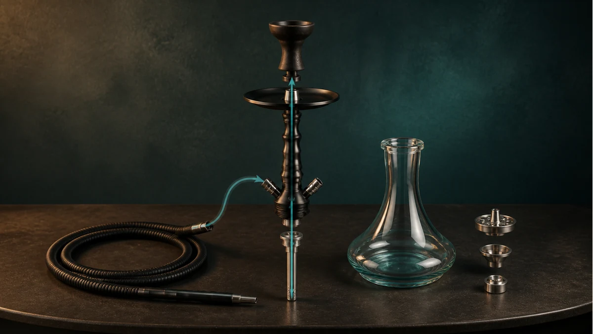 Hookah bowl stem water base hose and purge valve arranged as an airpath
