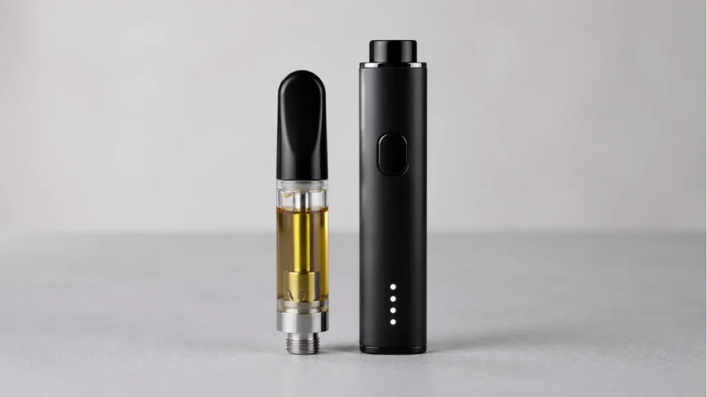 One gram cartridge shown upright with liquid level clearly visible