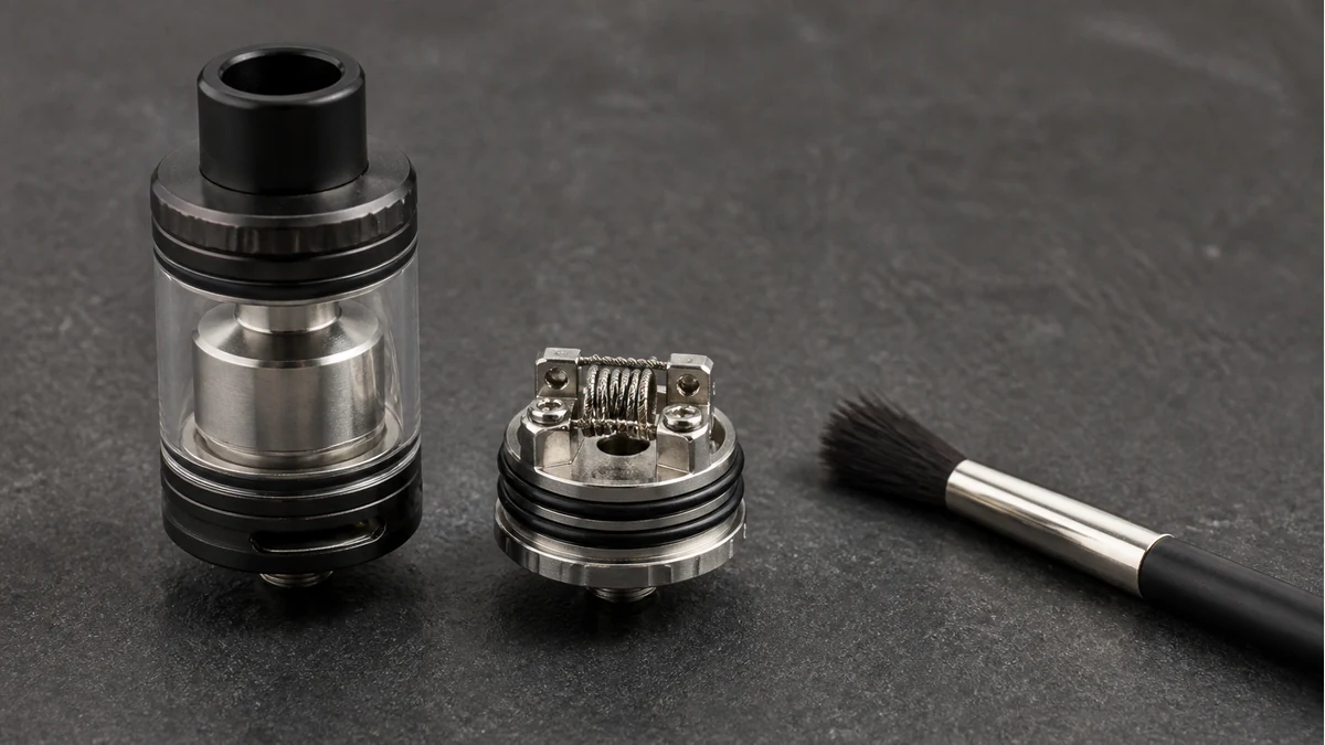 Serviceable rebuildable coil cleaned only after wick removal