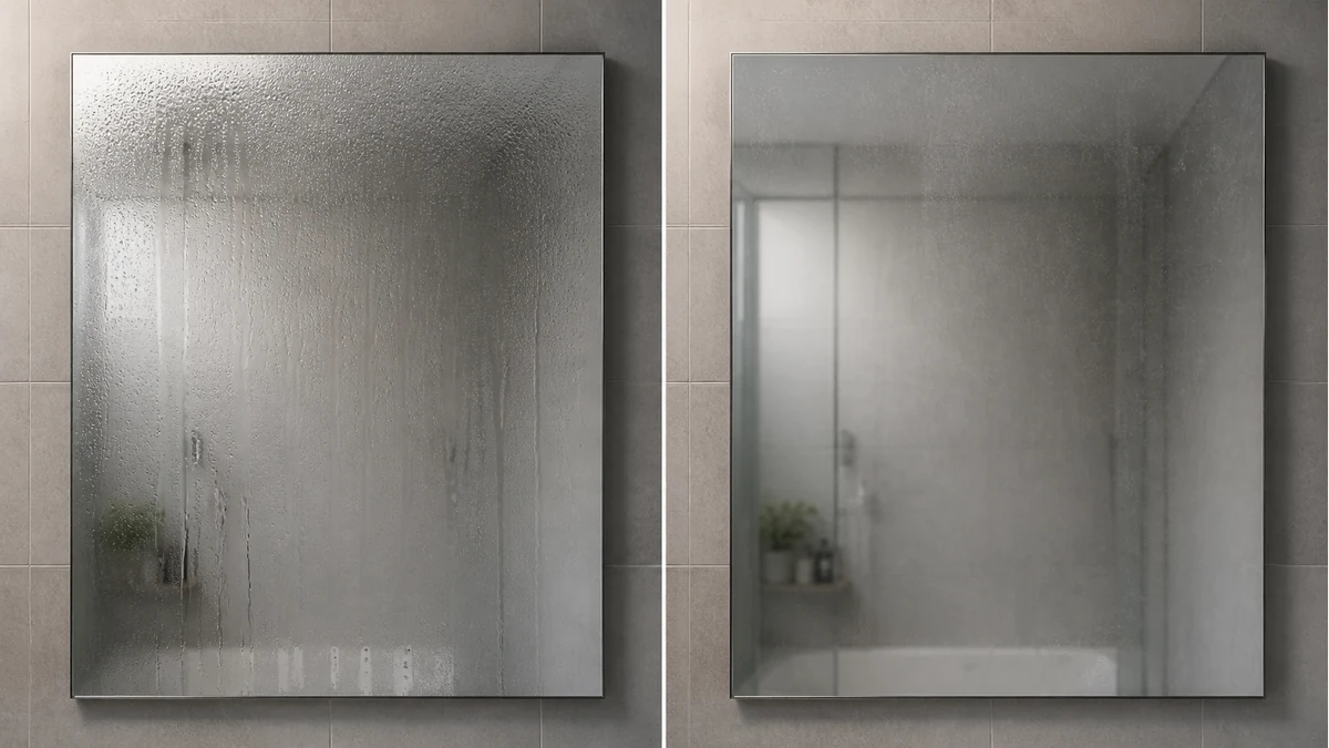 Bathroom mirror water fog and vape residue compared as different surface results Bathroom mirror water fog and vape residue compared as different surface results