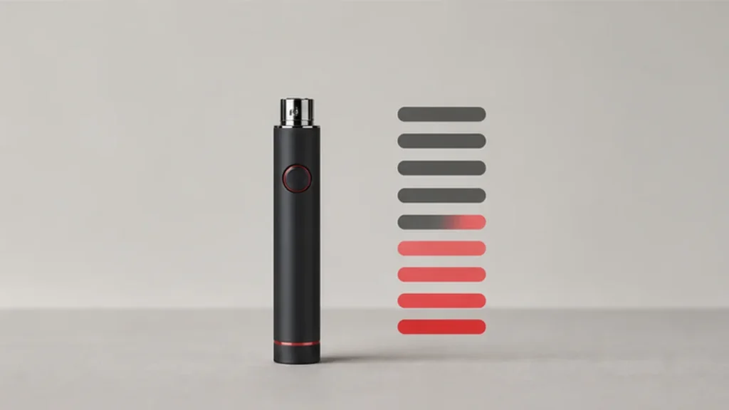 Compact 510 battery beside an abstract capacity gauge