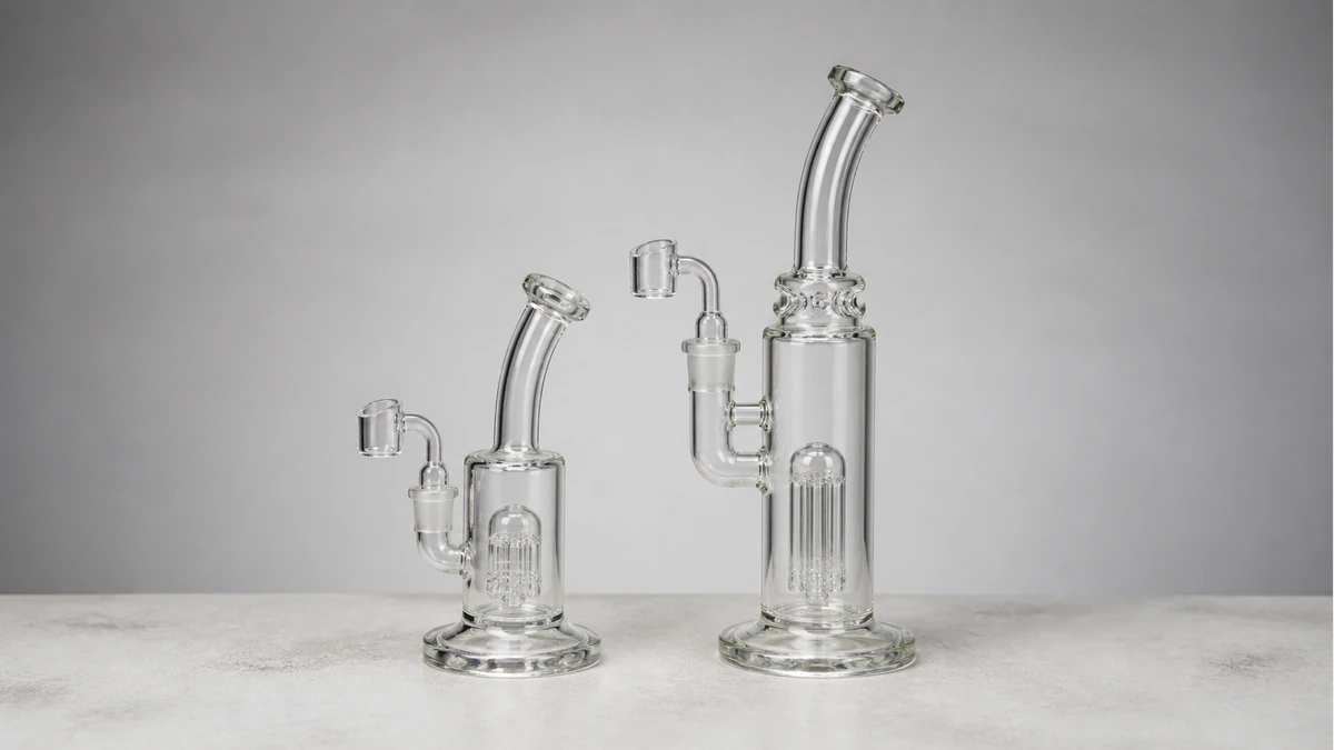 Compact and taller glass rigs trade space for stability differently