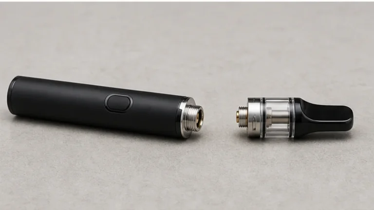 Powered-off 510 battery and atomizer separated at the connection