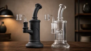 Complete silicone and glass dab rigs compared side by side