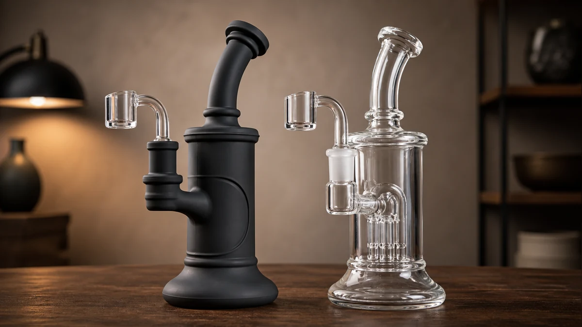 Complete silicone and glass dab rigs compared side by side Complete silicone and glass dab rigs compared side by side