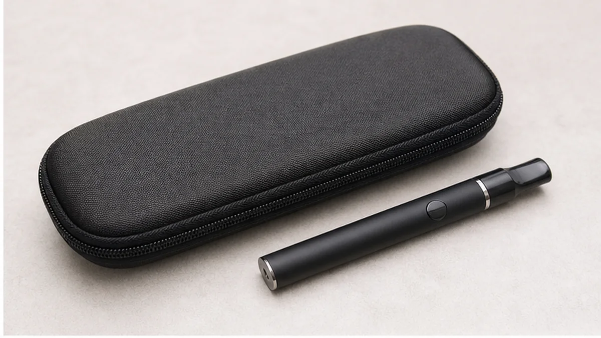 Slim protective vape carry case on a neutral surface