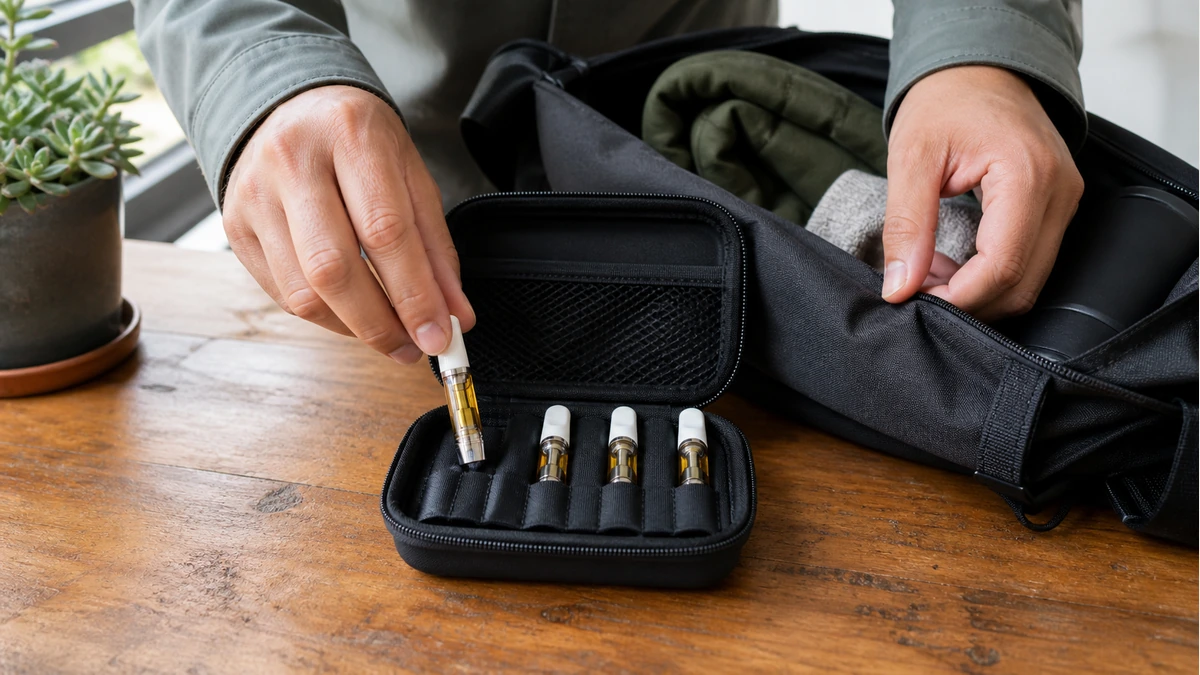 A travel holder protects mouthpieces and keeps cartridges from loose objects
