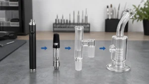 Complete cartridge battery, cartridge, adapter and glass water piece